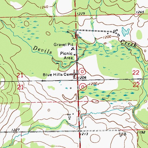 Topographic Map of Blue Hills Church (historical), WI