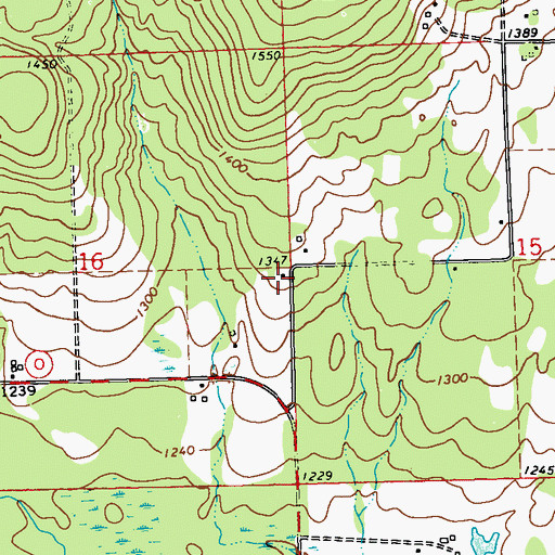 Topographic Map of Blue Hills School (historical), WI