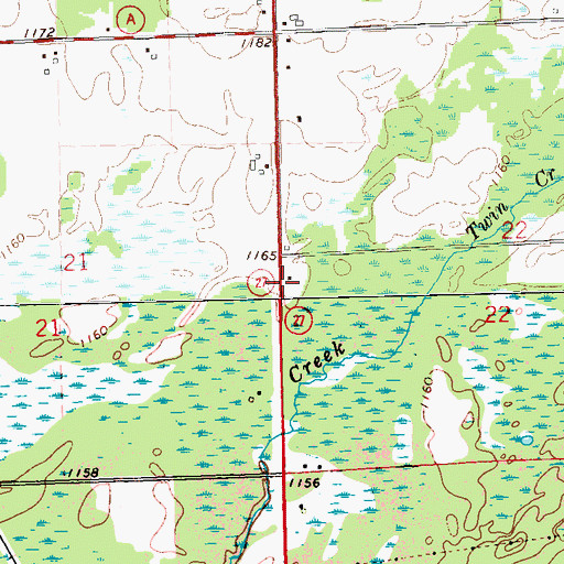 Topographic Map of Cedar Brook School (historical), WI