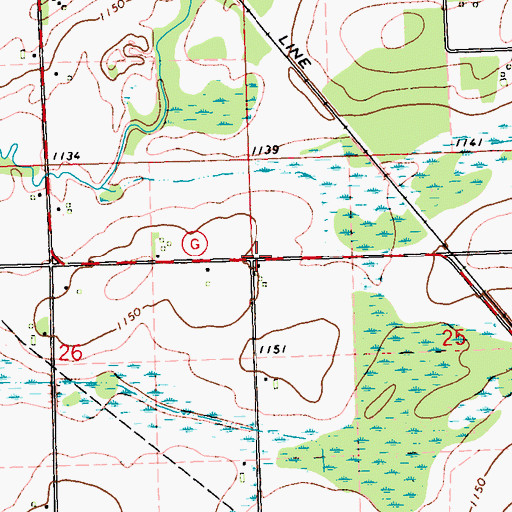 Topographic Map of Clover Leaf School (historical), WI