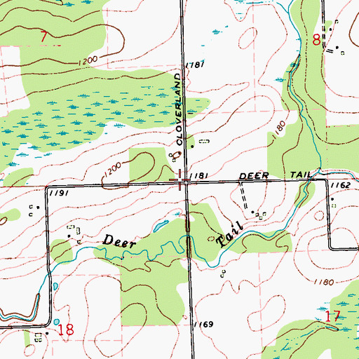 Topographic Map of Cloverland School (historical), WI