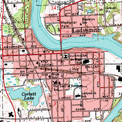 Topographic Map of Faith United Methodist Church, WI