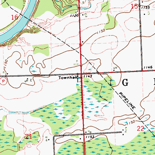 Topographic Map of Grant Townhall, WI
