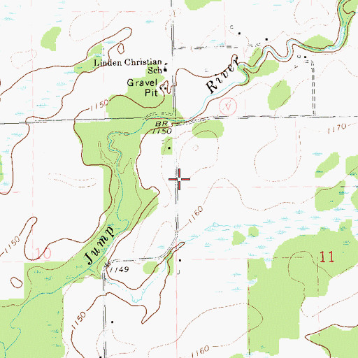 Topographic Map of Linden School (historical), WI