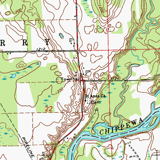Topographic Map of Murry Townhall, WI