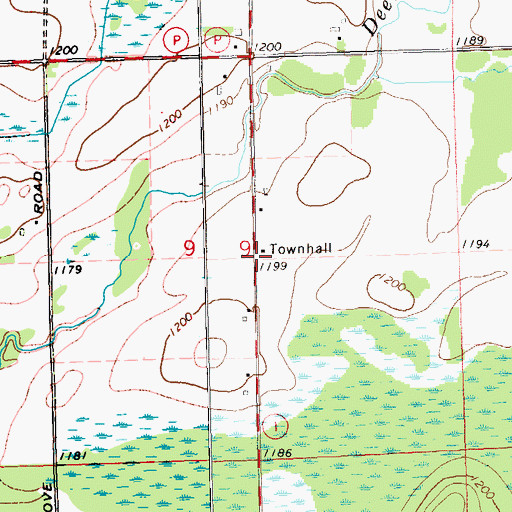 Topographic Map of Oak Grove School (historical), WI