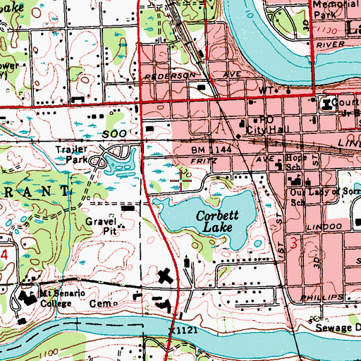 Topographic Map of O J Falge Park, WI