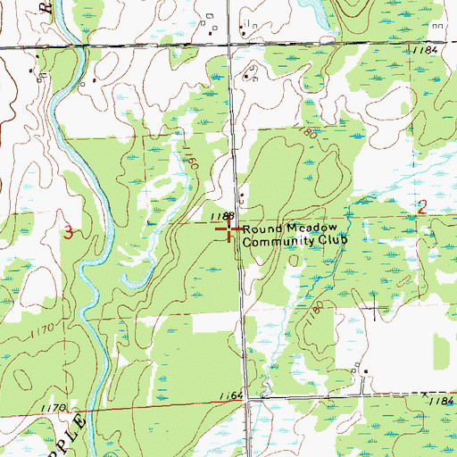 Topographic Map of Round Meadow School (historical), WI