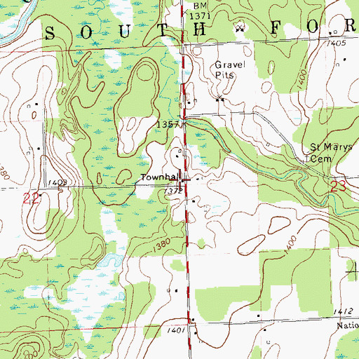 Topographic Map of South Fork School (historical), WI