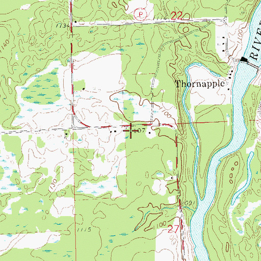 Topographic Map of Thornapple Church (historical), WI