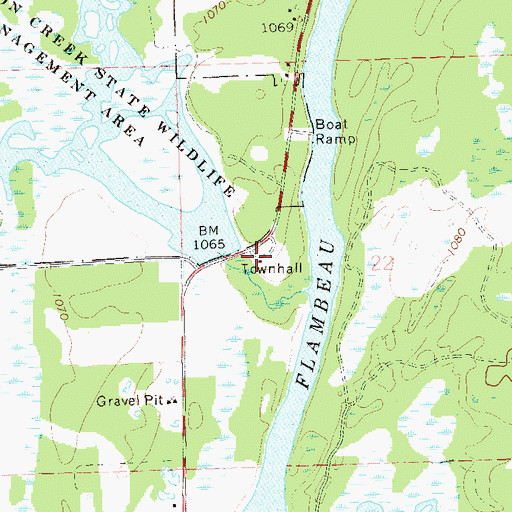 Topographic Map of Washington Townhall, WI