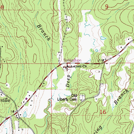 Topographic Map of Antioch Cemetery, AL