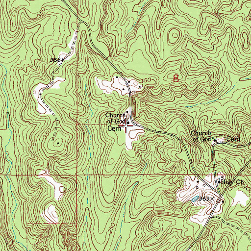 Topographic Map of Living Cemetery, AL