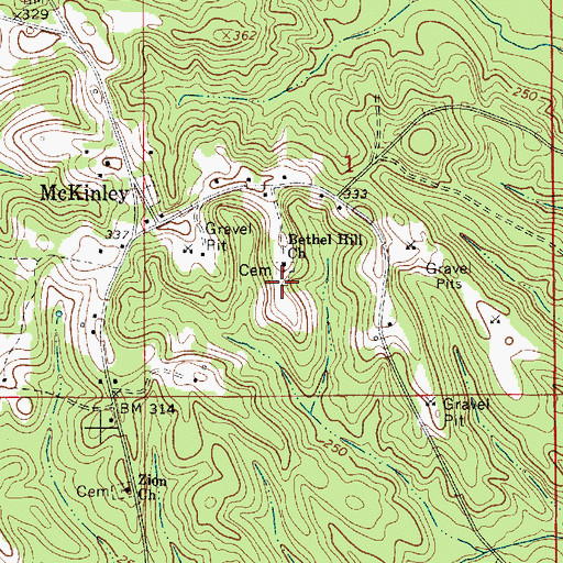 Topographic Map of Bethel Hill Cemetery, AL
