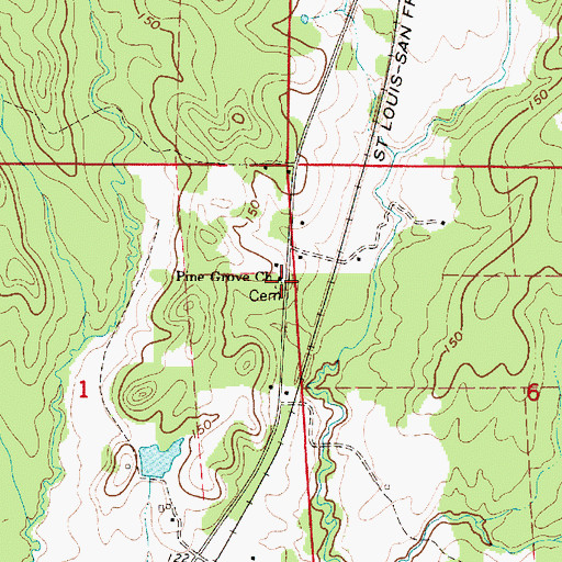 Topographic Map of Pine Grove Cemetery, AL