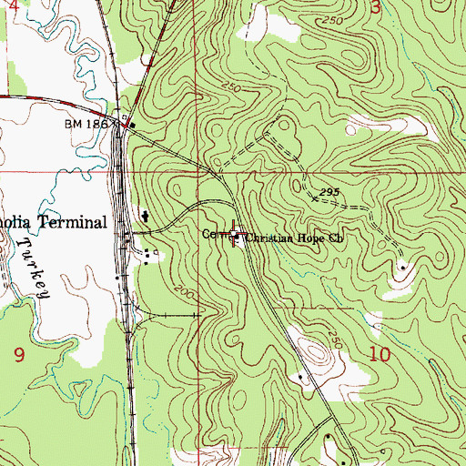 Topographic Map of Christian Hope Cemetery, AL