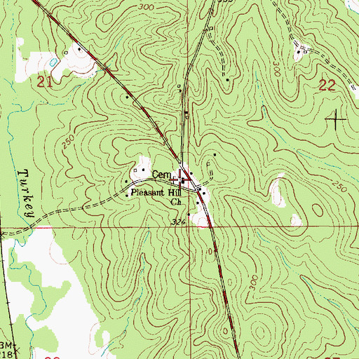 Topographic Map of Pleasant Hill Cemetery, AL