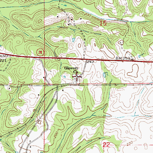 Topographic Map of Glovers Cemetery, AL