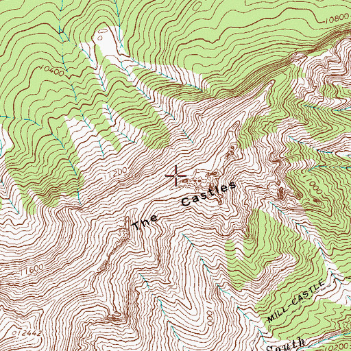 Topographic Map of The Castles, CO