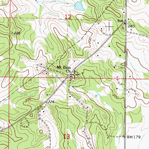 Topographic Map of Mount Zion Cemetery, AL