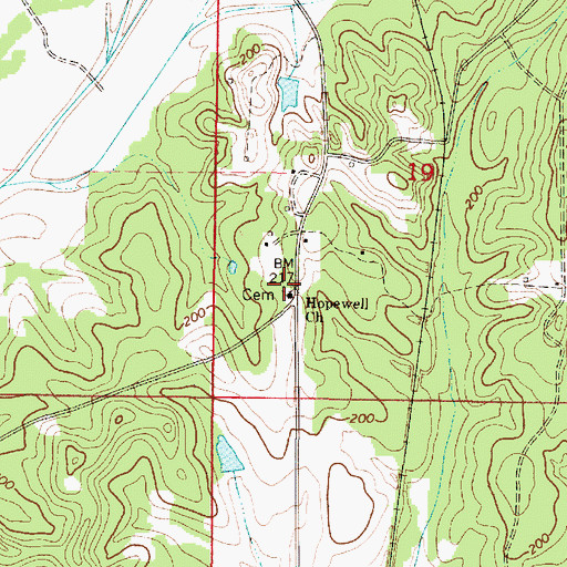 Topographic Map of Hopewell Cemetery, AL