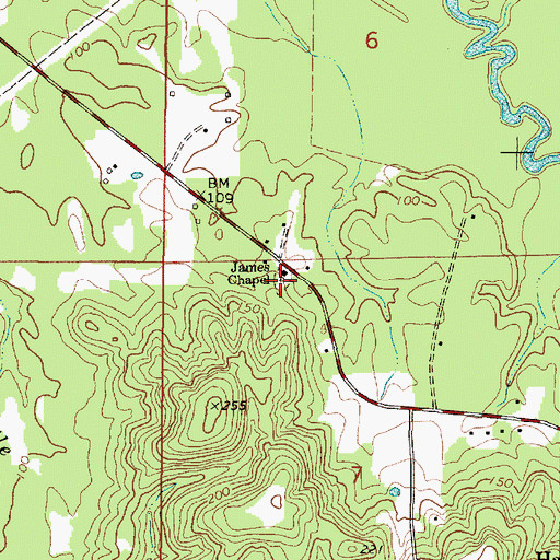 Topographic Map of James Chapel Cemetery, AL