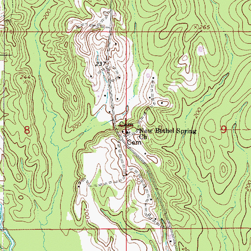 Topographic Map of New Bethel Springs Cemetery, AL
