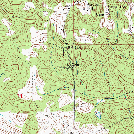 Topographic Map of Zion Cemetery, AL
