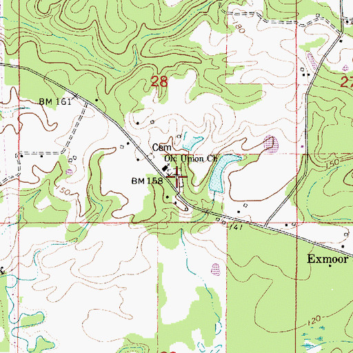 Topographic Map of Old Union Cemetery, AL