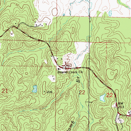 Topographic Map of Beaver Creek Baptist Cemetery, AL