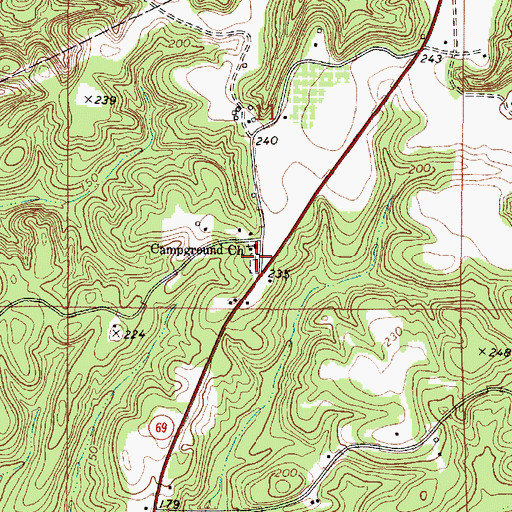 Topographic Map of Campground Cemetery, AL