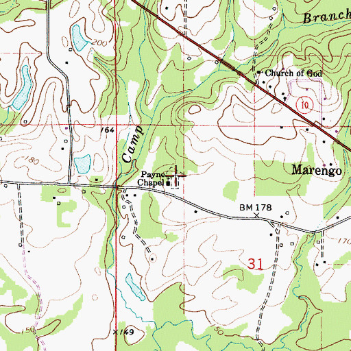 Topographic Map of Paynes Chapel Methodist Cemetery, AL