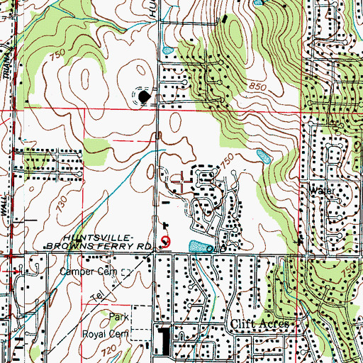 Topographic Map of Gooch-Dublin Cemetery, AL
