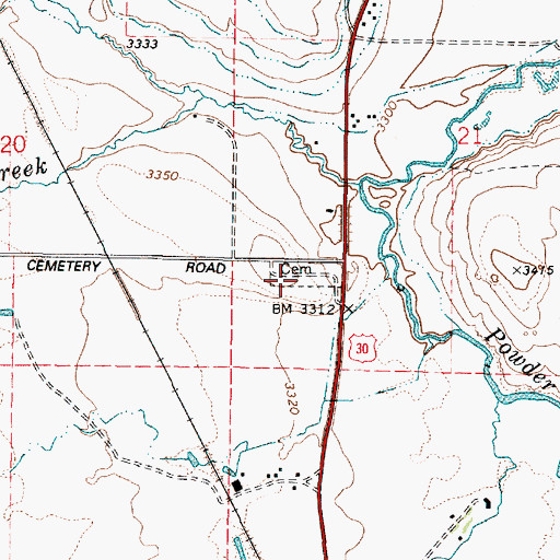 Topographic Map of Haines Cemetery, OR