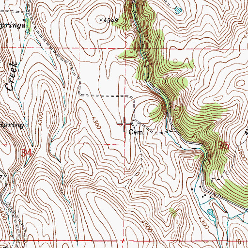 Topographic Map of Pleasant Valley Cemetery, OR
