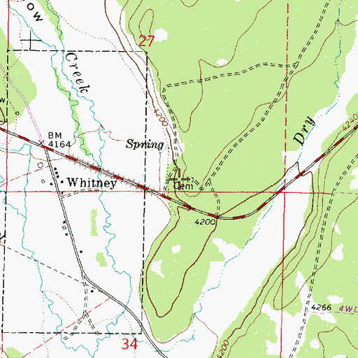 Topographic Map of Whitney Cemetery, OR