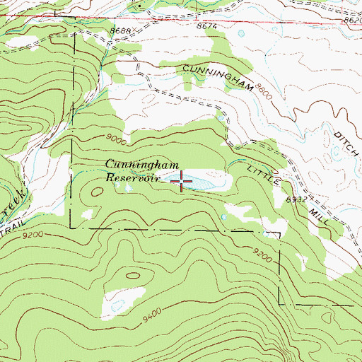 Topographic Map of Cunningham Reservoir, CO