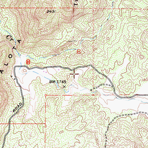 Topographic Map of Indian Oaks Campground, CA