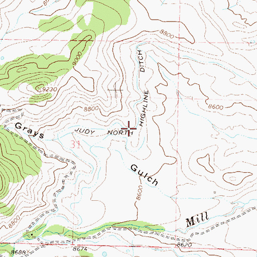 Topographic Map of Judy North Highline Ditch, CO