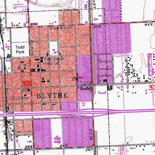 Topographic Map of Palo Verde Plaza Shopping Center, CA