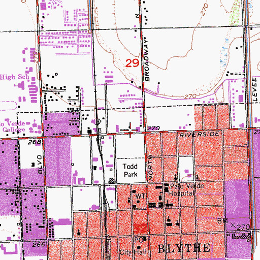 Topographic Map of Palo Verde Valley District Library, CA