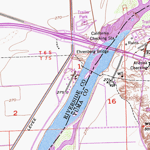 Topographic Map of Riviera Blythe Marina, CA