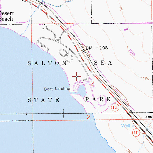 Topographic Map of Salton Sea State Recreation Area Headquarters Visitor Center, CA