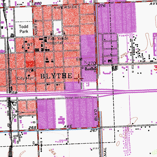 Topographic Map of Twin Palms Continuation and Adult School, CA