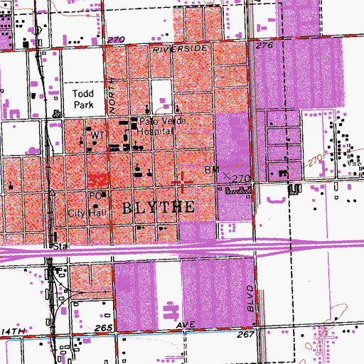 Topographic Map of Vons Shopping Center, CA