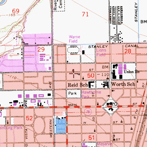 Topographic Map of Church of Christ, CA