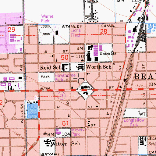 Topographic Map of First Christian Church, CA