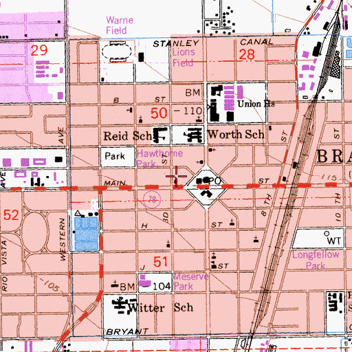 Topographic Map of Imperial County Building, CA