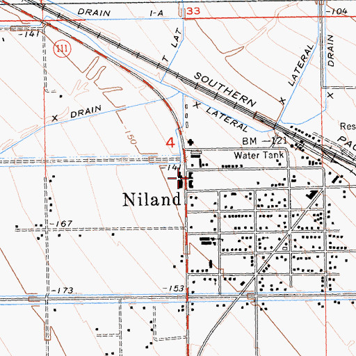 Topographic Map of Niland Post Office, CA