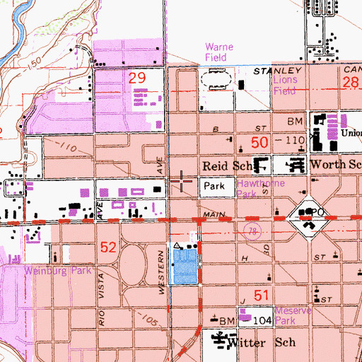 Topographic Map of Trinity Lutheran Church, CA